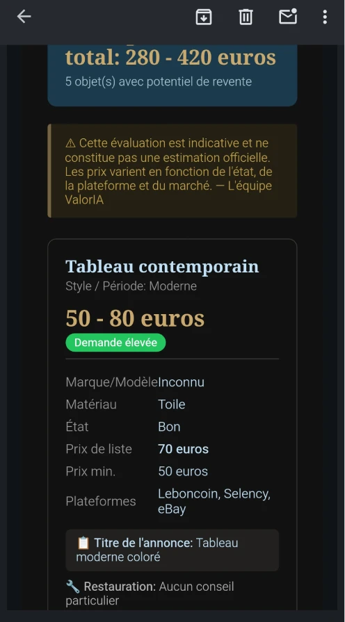 Le rapport ValorIA reçu dans la boîte mail