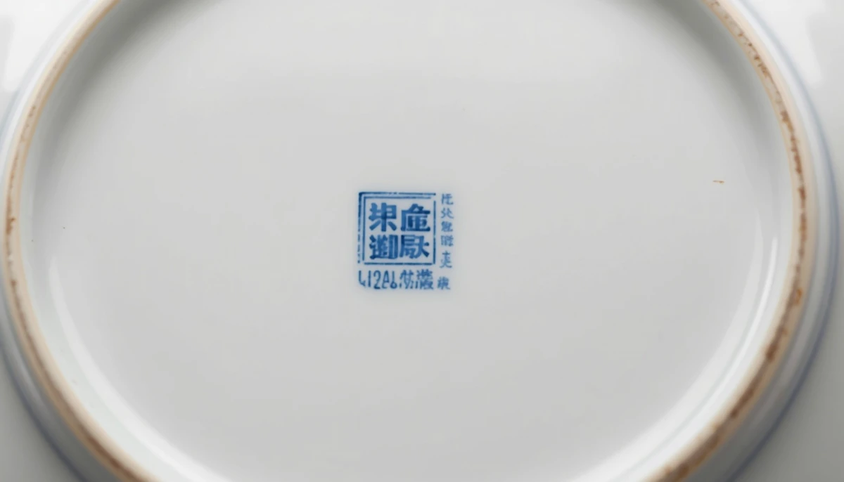 Revers d'une pièce en porcelaine avec marque du fabricant