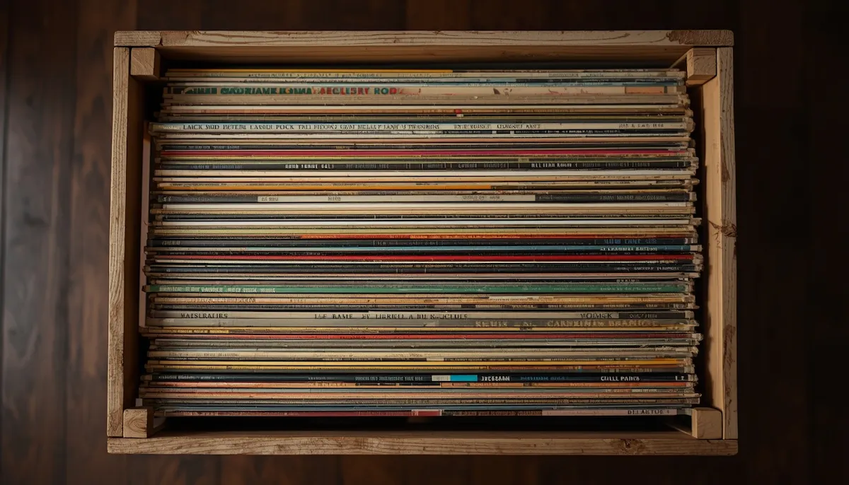 Caisse de disques vinyle vintage